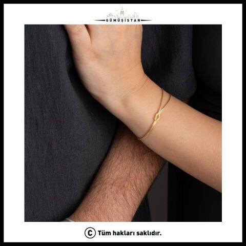 925 Ayar Gümüş Çift Düğüm Detaylı Bileklik