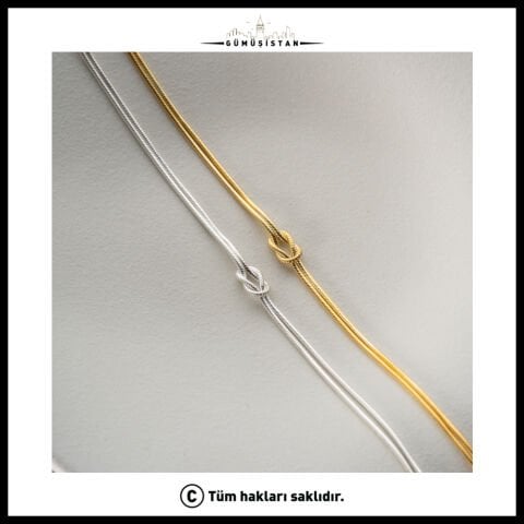 925 Ayar Gümüş Çift Düğüm Detaylı Bileklik