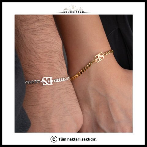 925 Ayar Gümüş Harfli Çift Bileklik