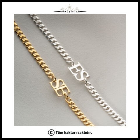 925 Ayar Gümüş Harfli Çift Bileklik