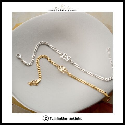 925 Ayar Gümüş Harfli Çift Bileklik
