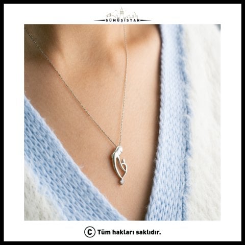 925 Ayar Gümüş Anne Bebek Kolyesi