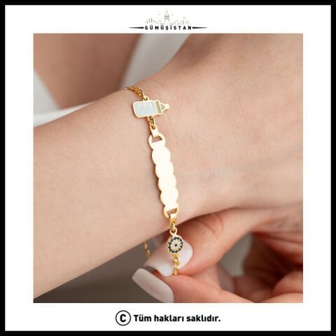 925 Ayar Gümüş Minik Biberonlu Bileklik