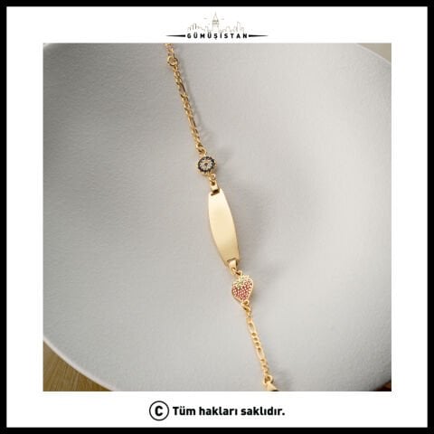 925 Ayar Gümüş Minik Çilekli Bileklik