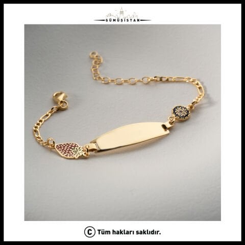 925 Ayar Gümüş Minik Çilekli Bileklik