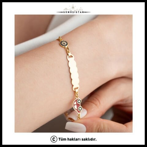 925 Ayar Gümüş Araba Figürlü İsimlik Bileklik