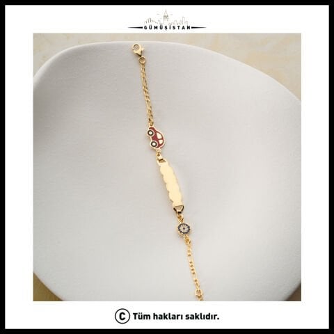 925 Ayar Gümüş Araba Figürlü İsimlik Bileklik