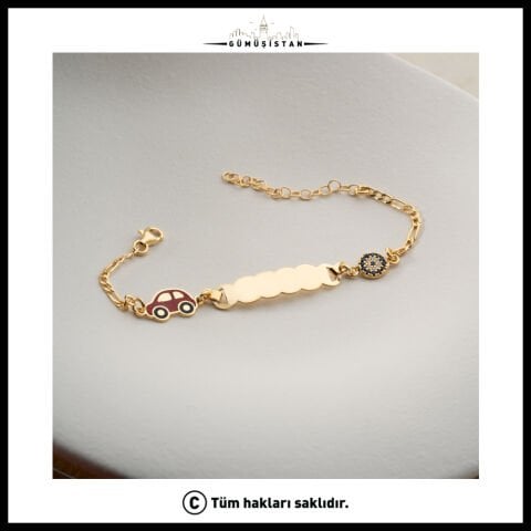 925 Ayar Gümüş Araba Figürlü İsimlik Bileklik