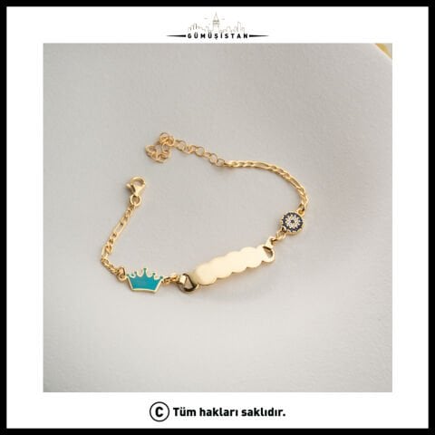 925 Ayar Gümüş Taç Figürlü İsimlik Bileklik