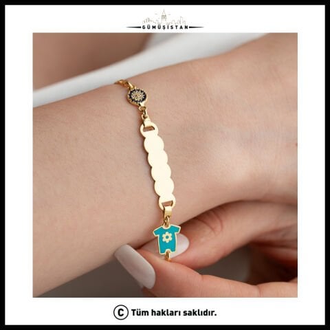 925 Ayar Gümüş Bebek Tulum Figürlü İsimlik Bileklik