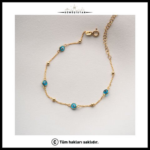 925 Ayar Gümüş Mini Nazarlı Gümüş Bileklik