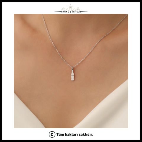 925 Ayar Gümüş Minimal Kola Şişesi Kolye