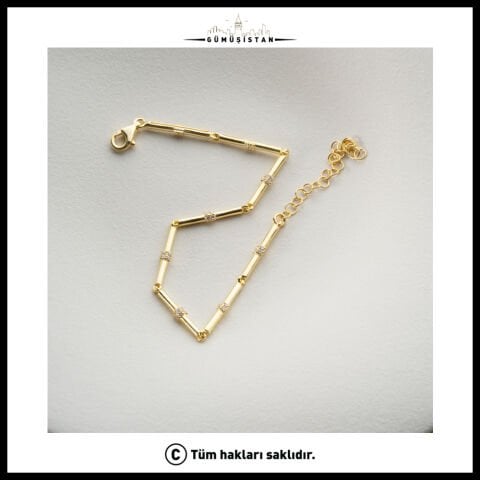 925 Ayar Gümüş Çubuklu Zirkon Taşlı Bileklik