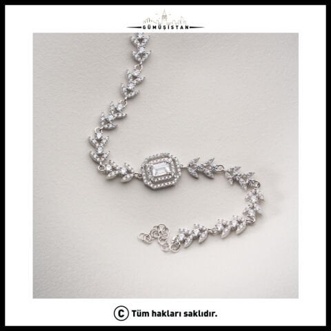 925 Ayar Gümüş Elmas Model Baget Taşlı Bileklik