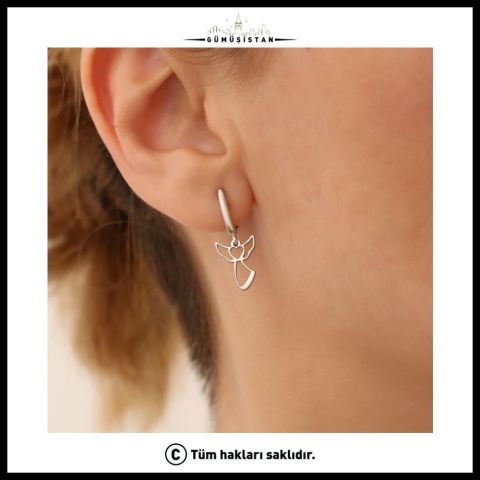 925 Ayar Gümüş Minimal Melek Küpe