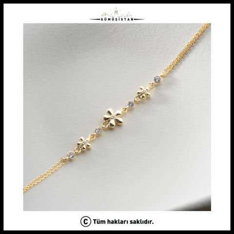 925 Ayar Gümüş Minimal Çiçekli Bileklik