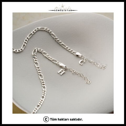 925 Ayar Gümüş Harf Detaylı Çift Bileklik