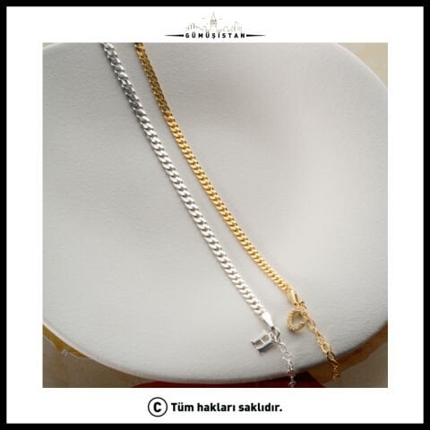 925 Ayar Gümüş Taşlı Harf Detaylı Çift Bileklik