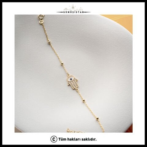 925 Ayar Gümüş Taş Detaylı Fatmanın Eli Bileklik