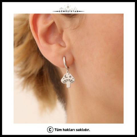 925 Ayar Gümüş Minimal Mantar Küpe