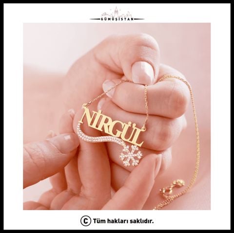 925 Ayar Gümüş Zirkon Taşlı Kartanesi İsimli Kolye