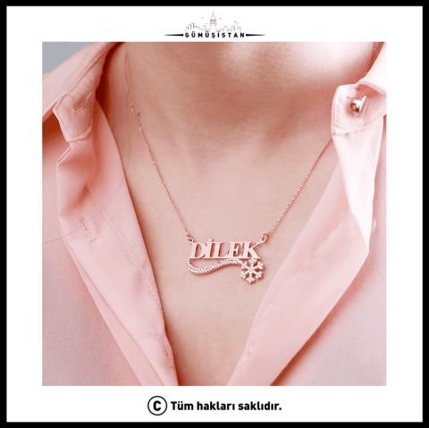 925 Ayar Gümüş Zirkon Taşlı Kartanesi İsimli Kolye