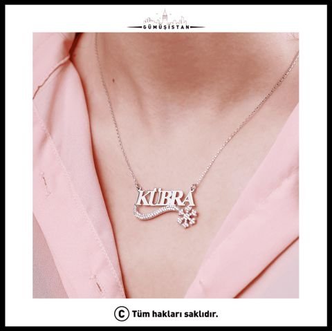 925 Ayar Gümüş Zirkon Taşlı Kartanesi İsimli Kolye