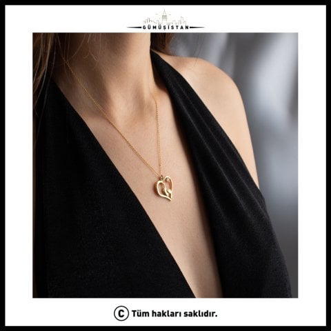 Anne Bebek Ayak İzi Kalp Kolye – Zirkon Taşlı Rose Gold Anne Çocuk Kolyesi