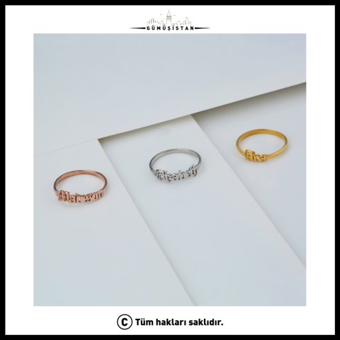925 Ayar Gümüş Kişiye Özel İsim Detaylı Yüzük