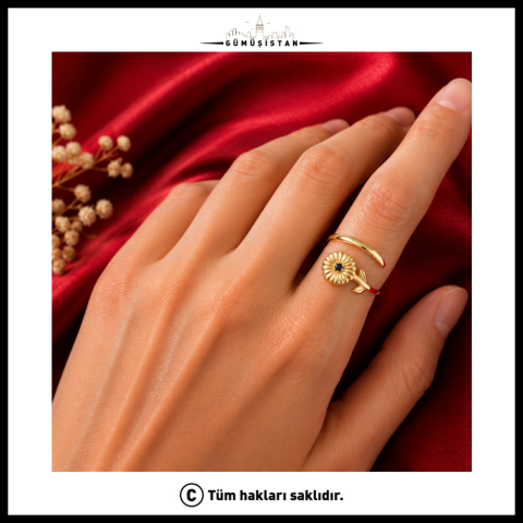 Trend Bujiteri Eylül Ayı Safir & Gündüz Sefası Doğum Çiçeği Yüzüğü