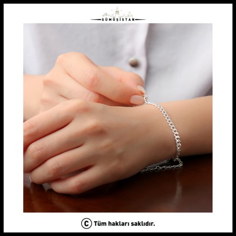 925 Ayar Gümüş Gurmet Zincir Bileklik (Rodyum)