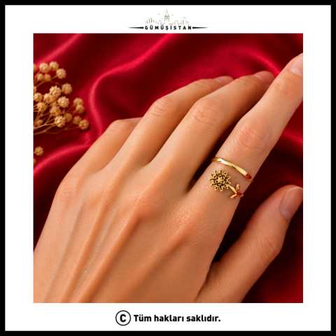 Trend Bujiteri Kasım Ayı Topaz & Şakayık Doğum Çiçeği Yüzüğü