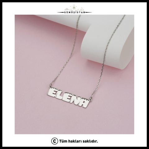 925 Ayar Gümüş İsim Detaylı Kolye