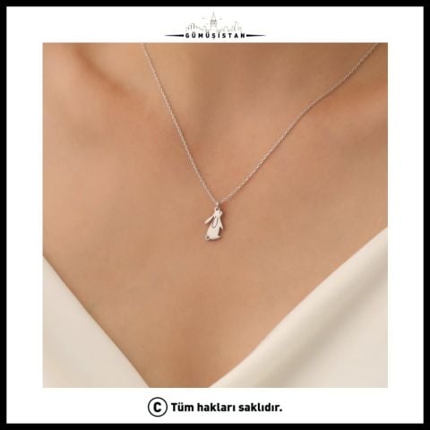 925 Ayar Gümüş Minimal Tavşan Kolye