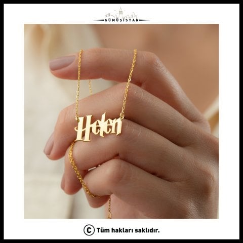 925 Ayar Gümüş İsim Detaylı Kolye