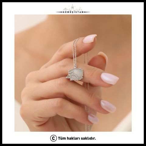 925 Ayar Gümüş Minimal Kirpi Kolye