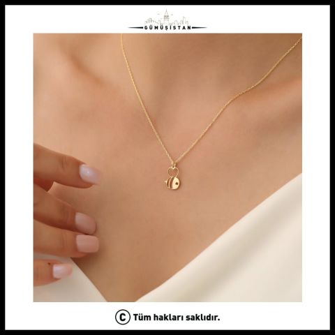 925 Ayar Gümüş Minimal Sevimli Arı Kolye