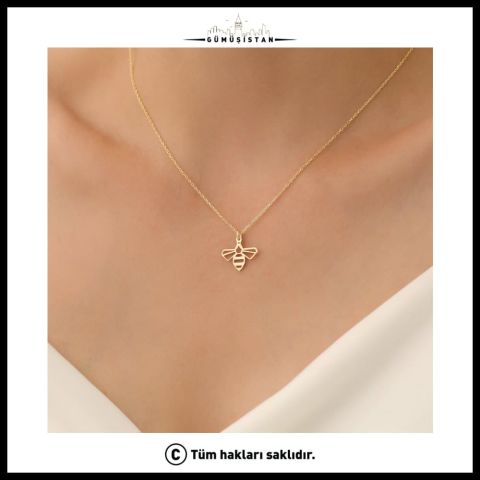 925 Ayar Gümüş Minimal Kanatlı Arı Kolye