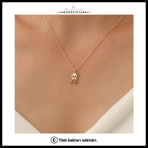 Panda Figürlü Kolye – 925 Ayar Gümüş ve Pirinç Seçenekli Minimal Kolye