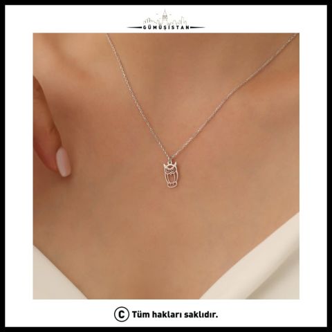 Baykuş Figürlü Kolye – 925 Ayar Gümüş ve Pirinç Seçenekli Minimal Kolye