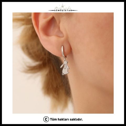 925 Ayar Gümüş Minimal Tavşan Küpe