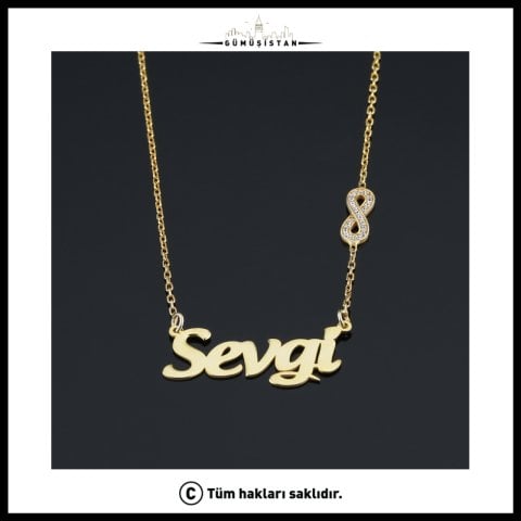 925 Ayar Gümüş Tek İsim Sonsuz Figürlü Kolye