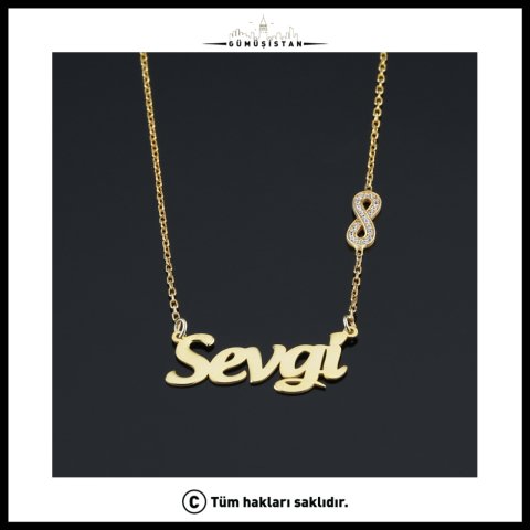 925 Ayar Gümüş Tek İsim Sonsuz Figürlü Kolye