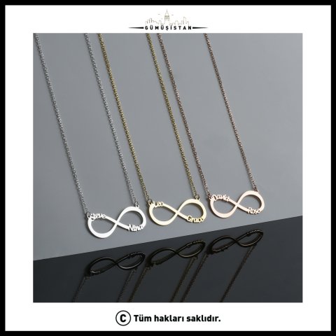 925 Ayar Gümüş Kişiye Özel Sonsuzluk Kolye