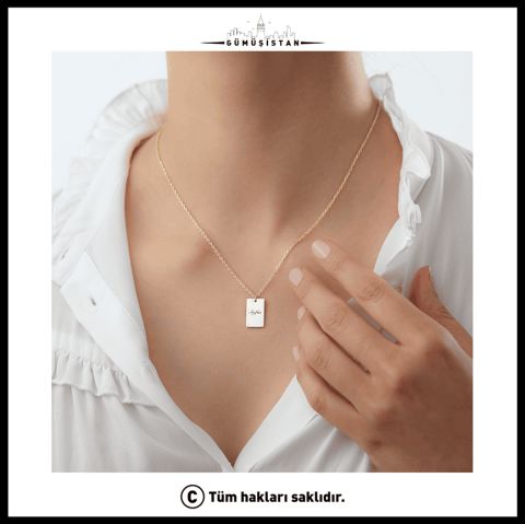 Kişiye Özel İsim Kazımalı Plaka Kolye – Minimal İsimli Kolye