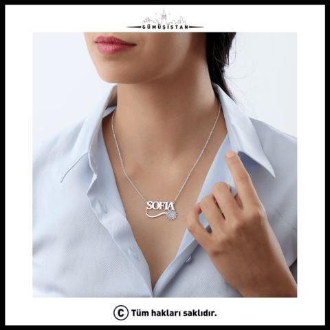 925 Ayar Gümüş Kişiye Özel Papatya Kolye