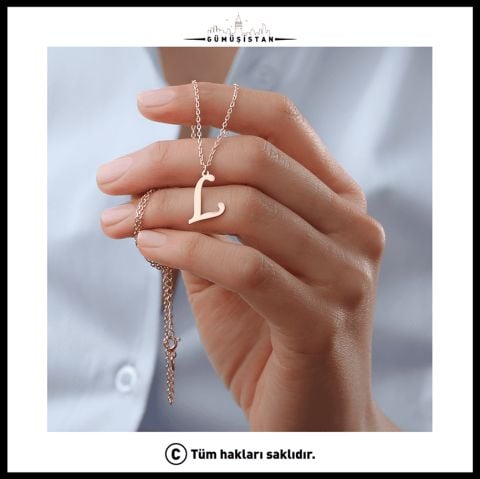 925 Ayar Gümüş Harf Detaylı Kolye