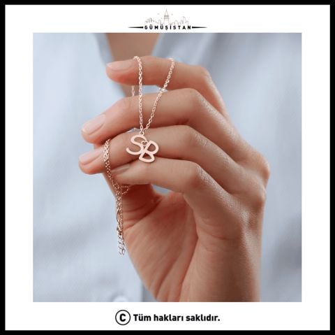925 Ayar Gümüş Harf ve Kalp Detaylı Kolye