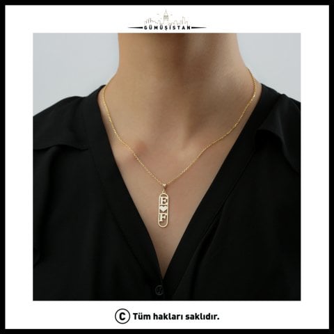Kişiye Özel İki Harfli Kalp Kolye – Çift Baş Harfli Aşk Kolyesi