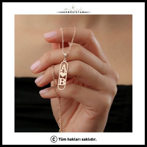 Kişiye Özel İki Harfli Kalp Kolye – Çift Baş Harfli Aşk Kolyesi